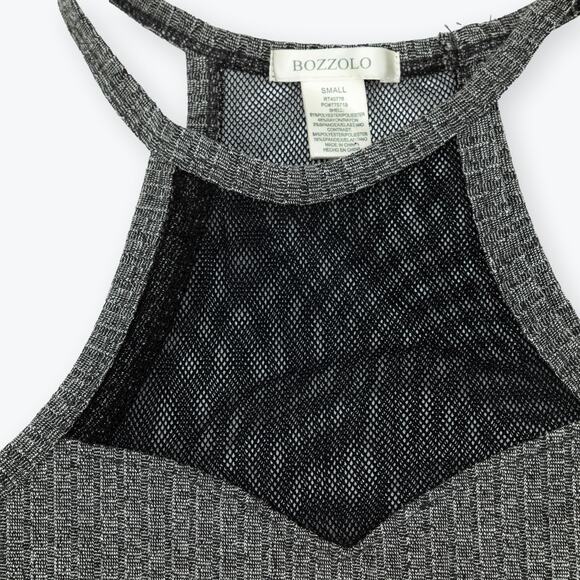 Bozzolo Black Gray Women Halter Sheer Tank S - Picture 2 of 5